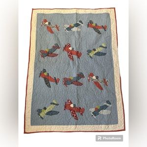 Pottery Barn Kids Toddler Quilt, airplane pattern